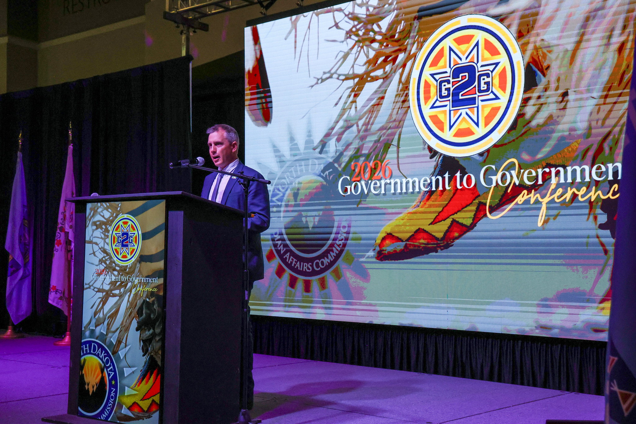 Governor Kelly Armstrong speaking at conference