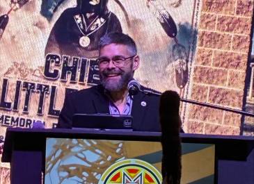 Chairman Jamie Azure of Turtle Mountain Band of Chippewa speaking
